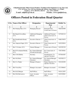 Officers Posted in Federation Head Quarter