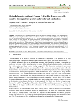 Optical characterization of Copper Oxide thin films prepared by