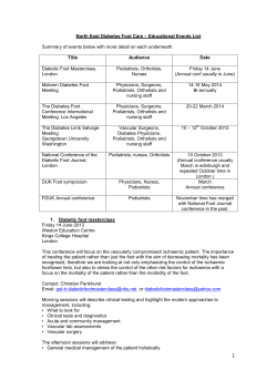 North East Diabetes Foot Care &ndash; Educational Events List