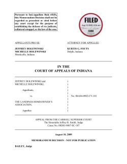 Jeffrey and Michelle Holewinski v. The Landings Homeowner`s