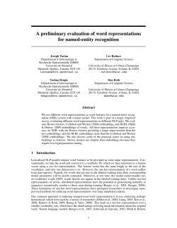 A preliminary evaluation of word representations for named