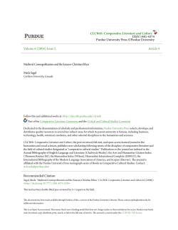 Medieval Cosmopolitanism and the Saracen - Purdue e-Pubs