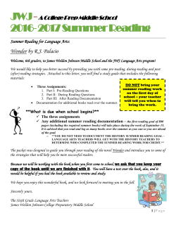 6th Wonder Summer Reading Packet 2016