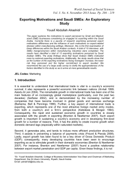 Exporting Stimuli Motivated Manufacturing SMEs: evidence from