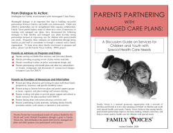 Parent`s Partnering with Managed Care Plans