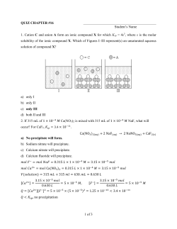 1 of 3 QUIZ CHAPTER #16 Student`s Name 1. Cation C and anion A