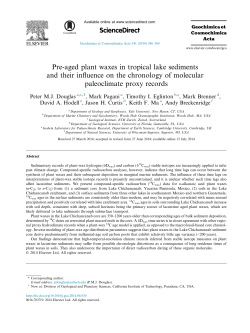 Pre-aged plant waxes in tropical lake sediments and their influence
