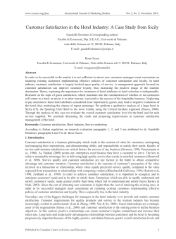 Customer Satisfaction in the Hotel Industry: A Case Study from Sicily