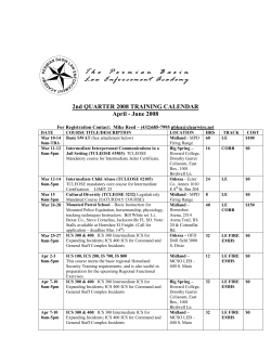 2nd QUARTER TRAINING CALENDAR