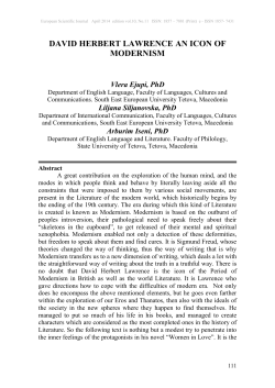 DAVID HERBERT LAWRENCE AN ICON OF MODERNISM