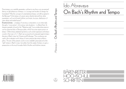 On Bach`s Rhythm and Tempo - Ido Abravaya &ndash; Musicologist