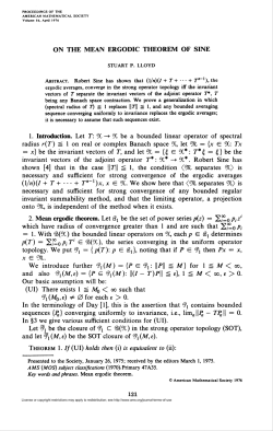 on the mean ergodic theorem of sine