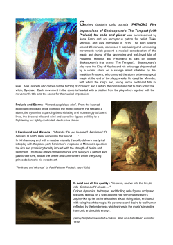 cello sonata &ldquo; ​FATHOMS Five Impressions of Shakespeare`s The