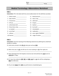 Medical Terminology: Abbreviations Worksheet