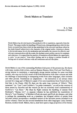 Derek Mahon as Translator