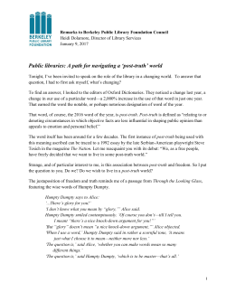 Public libraries: A path for navigating a `post