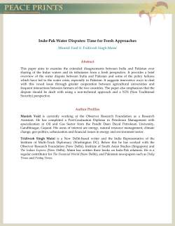 Indo-Pak Water Disputes: Time for Fresh Approaches