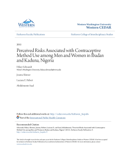 Perceived Risks Associated with Contraceptive Method Use among