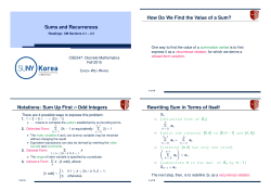 Sums and Recurrences Notations: Sum Up First n Odd Integers How