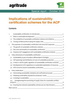 Implications of sustainability certification schemes for the