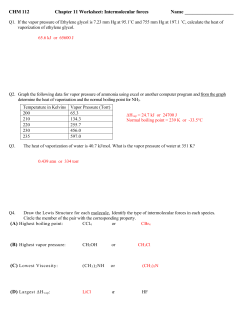 CHM 112 Chapter 11 Worksheet: Intermolecular forces Name