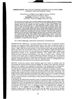 KlNESlOLOGlCAL ANALYSIS OF OVERARM THROWING FOR