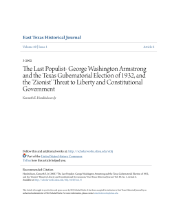 George Washington Armstrong and the Texas Gubernatorial