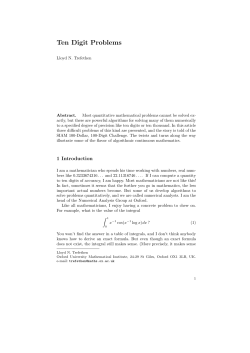 Ten Digit Problems - University of Oxford
