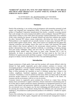 Surround (kaolin 95% w/w) WP crop protectant: a new broad