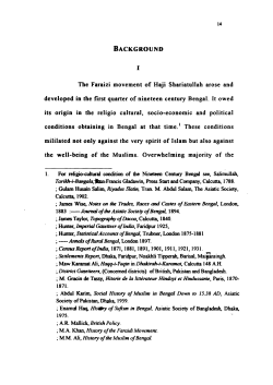 BACKGROUND The Faraizi movement of Haji Shariatullah arose