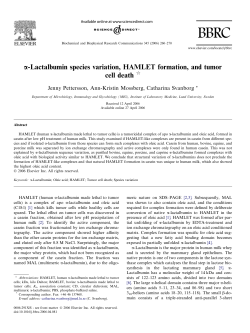 a-Lactalbumin species variation, HAMLET formation, and tumor cell