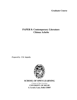 Graduate Course PAPER 8: Contemporary Literature Chinua Achebe