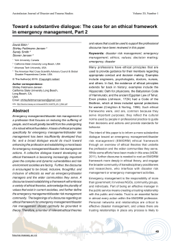 Toward a Substantive Dialogue: The Case for