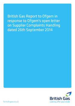 British Gas Report to Ofgem in response to Ofgem`s open letter on