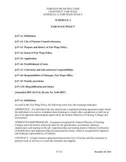 Schedule A, Fair Wage Policy