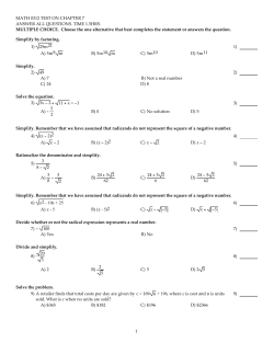 MATH 0312 TEST ON CHAPTER 7 ANSWER ALL QUESTIONS