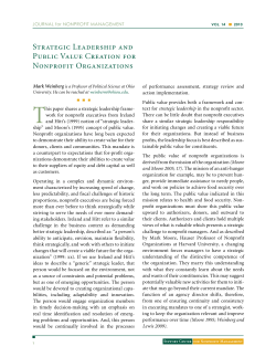 Strategic Leadership and Public Value Creation for Nonprofit