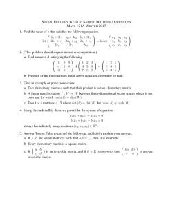 MATH 121A WINTER 2017 1. Find the value of k that satisfies the