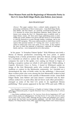 Three Women Poets and the Beginnings of