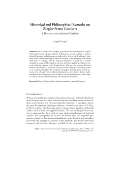 Historical and Philosophical Remarks on Ziegler-Natta Catalysts