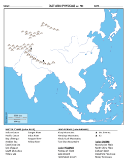 Political Physical Map East Asia Handout