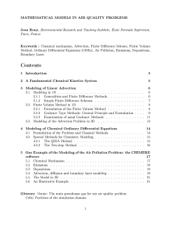 MATHEMATIcAL MODELS IN AIR QUALITY PROBLEMS