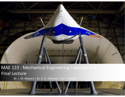 MAE 123 : Mechanical Engineering Laboratory II Final Lecture