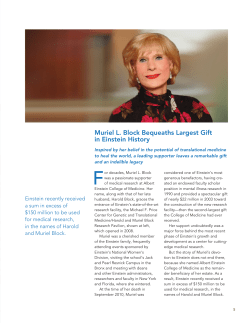 Muriel L. Block Bequeaths Largest Gift in Einstein History