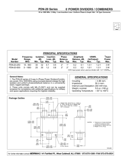 PDN-20 Series 0 POWER DIVIDERS / COMBINERS