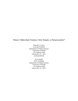 Obama`s `Hidden-Hand` Presidency: Myth, Metaphor