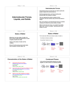 Intermolecular Forces, Liquids, and Solids