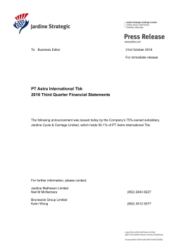 PT Astra International Tbk 2016 Third Quarter Financial