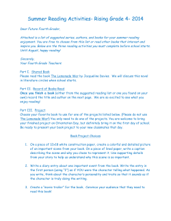 Summer Reading Activities- Rising Grade 4- 2014