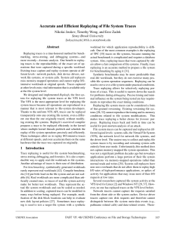 Accurate and Efficient Replaying of File System Traces